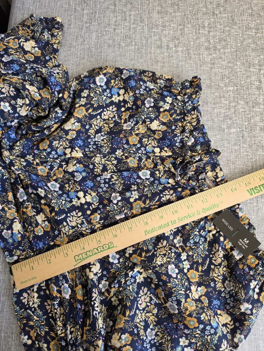 Maurices Navy Blue Yellow Floral Flowy Wide Leg Palazzo Pants Size Medium New - Picture 10 of 10